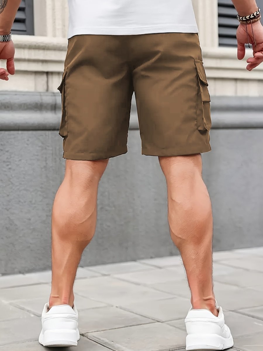 Men's Polyester Cargo Shorts with Zipped Pockets for Summer