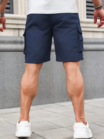 Men's Polyester Cargo Shorts with Zipped Pockets for Summer