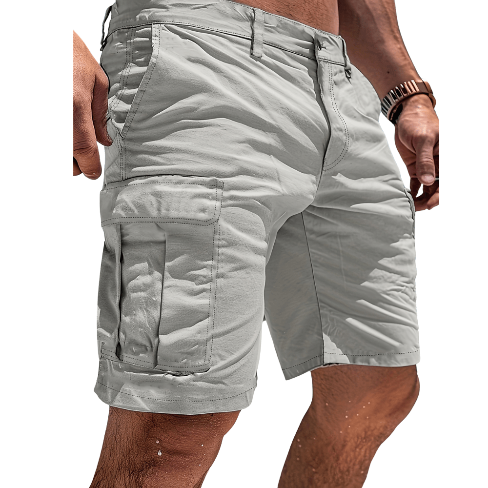 Men's Cotton Cargo Shorts with Six Pockets for Outdoor Use