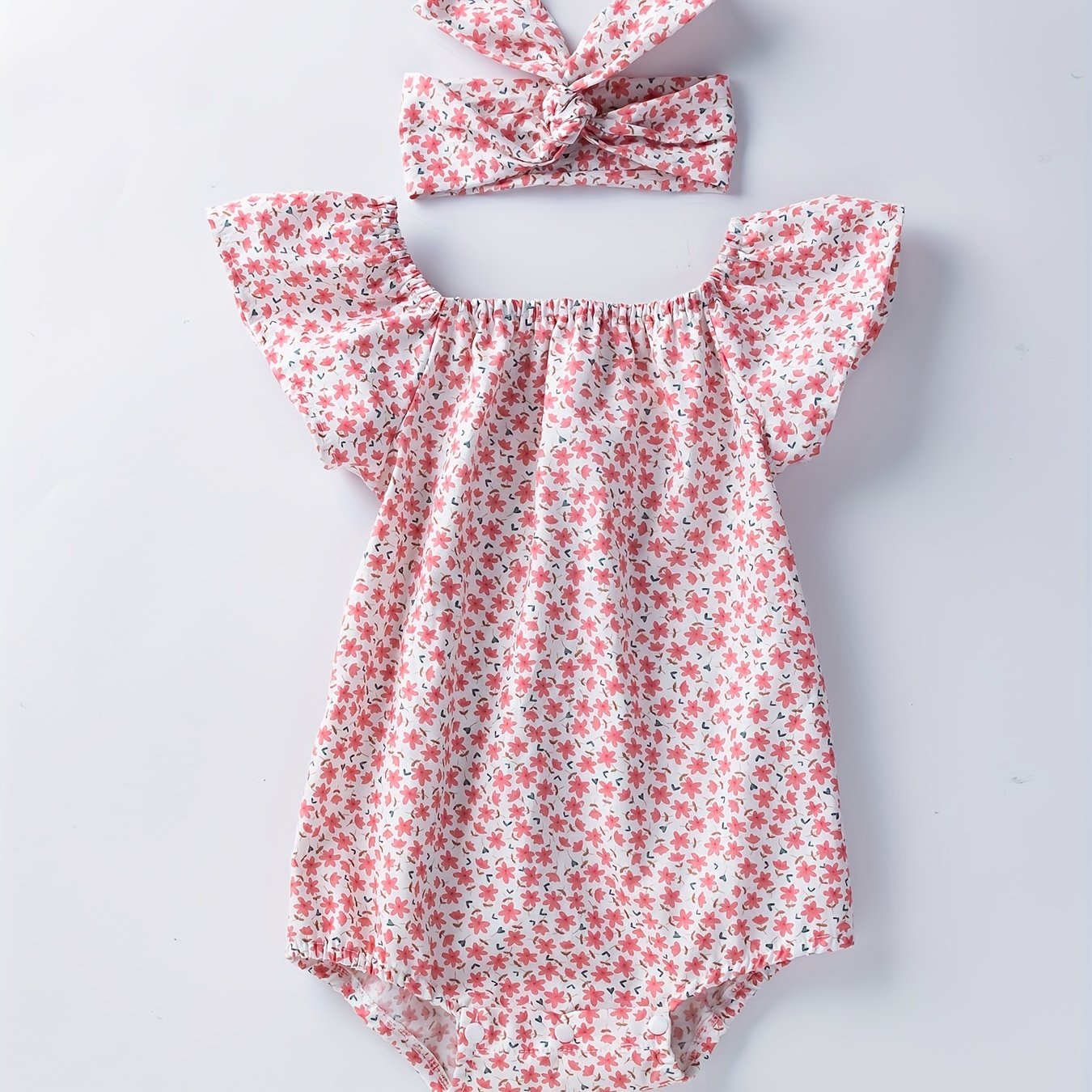 Baby Romper with Floral Pattern for Soft Cotton and Comfortable