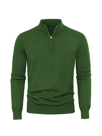 Men's Knitted Jumper with Half Zip with Warm High-Neck Style for Autumn and Winter