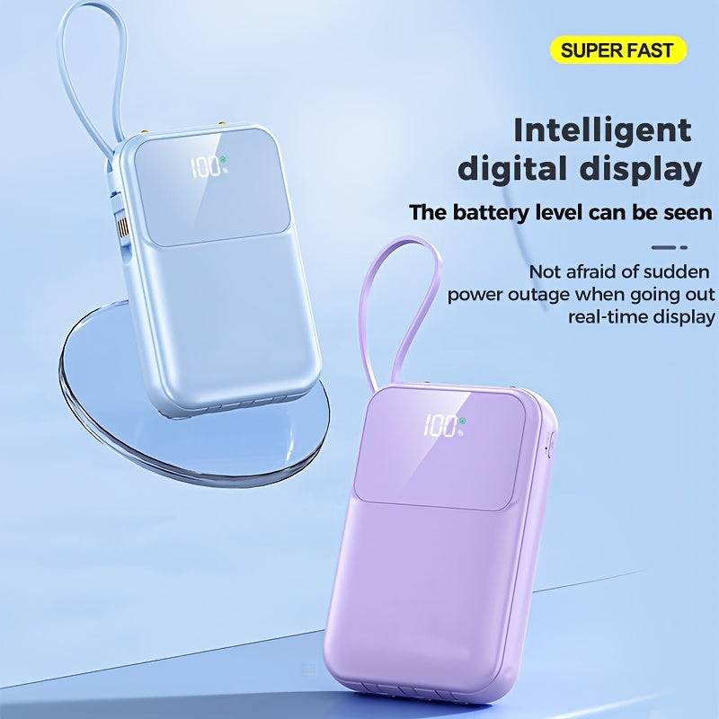 Ultimate Portable Power Bank 10000mah for Fast Charging with Built-in Cables