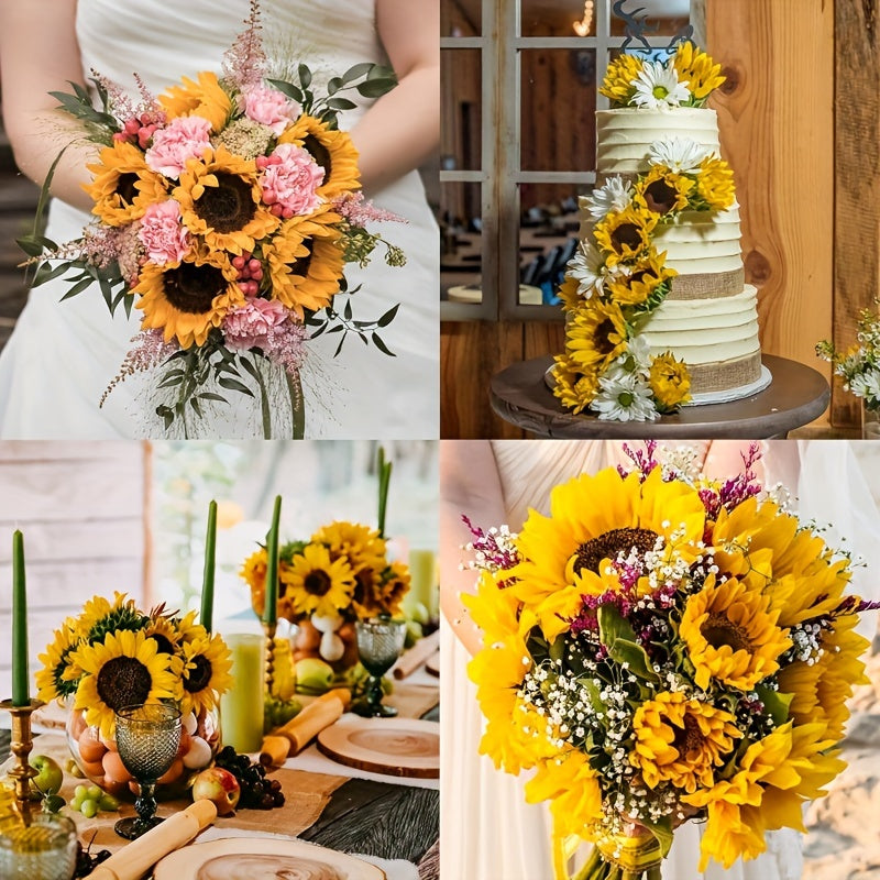 Set of 11 Vibrant Sunflowers for Perfect for Autumn, Weddings, and Garden Decoration