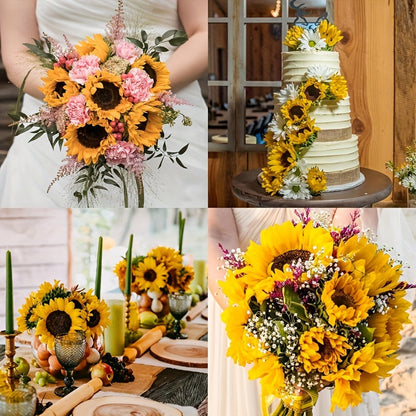 Set of 11 Vibrant Sunflowers for Perfect for Autumn, Weddings, and Garden Decoration