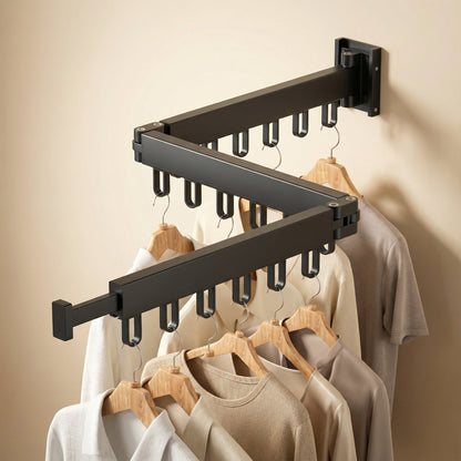 Rack with Retractable Wall Drying Design for Clothes with Space-Saving and Sturdy Design