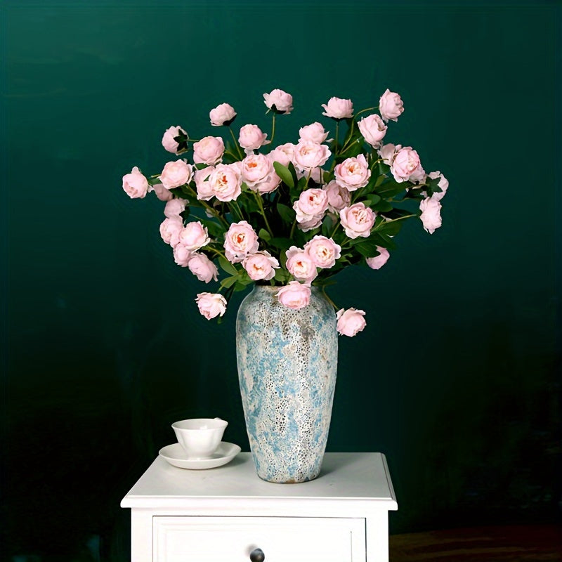 Vase with Unique Vintage Ceramic Design with Handmade Blue Earthenware for an Authentic Look