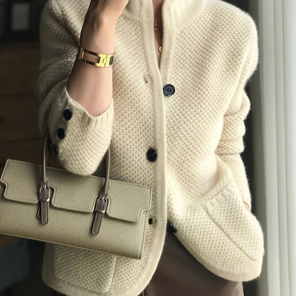 Ladies Knitted Sweater with High Neck for Comfortable and Timeless