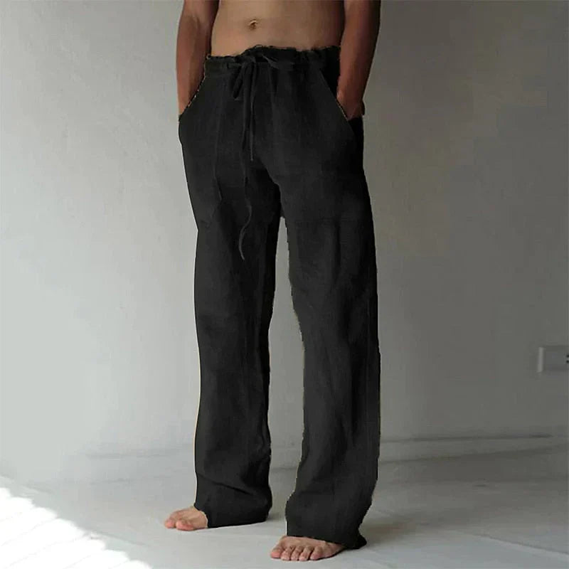 Linen Pants Men with Baggy Fit and Elastic Waistband