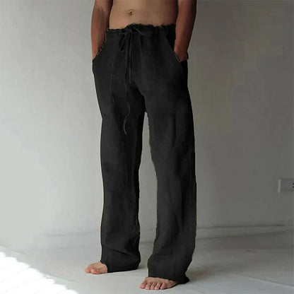 Linen Pants Men with Baggy Fit and Elastic Waistband