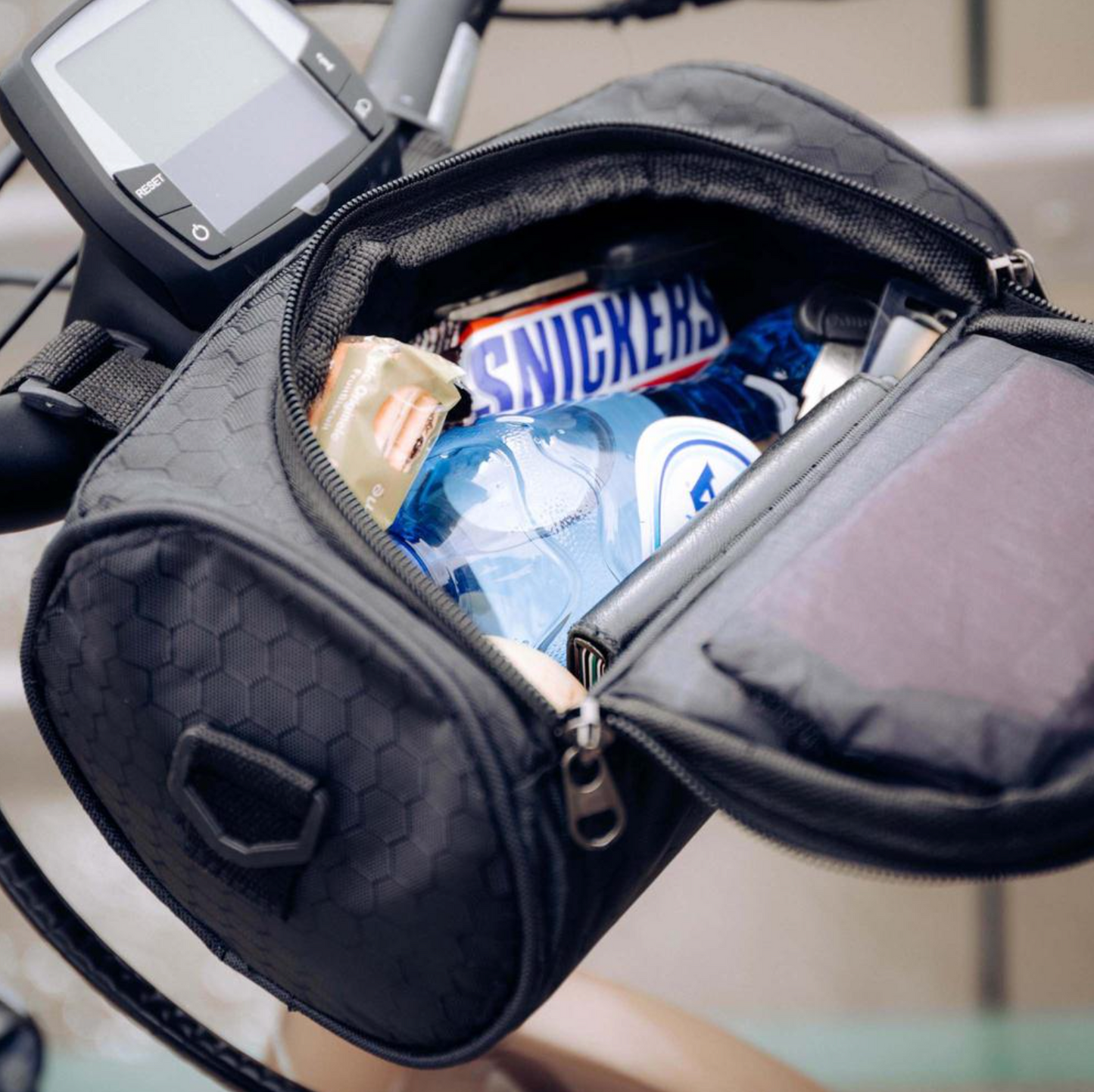 Holder with Practical Bicycle Handlebar Bag with Smartphone and Water-Resistant Material
