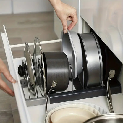 Pan Rack Organiser for Kitchen Cupboard for Neat Storage of Pans