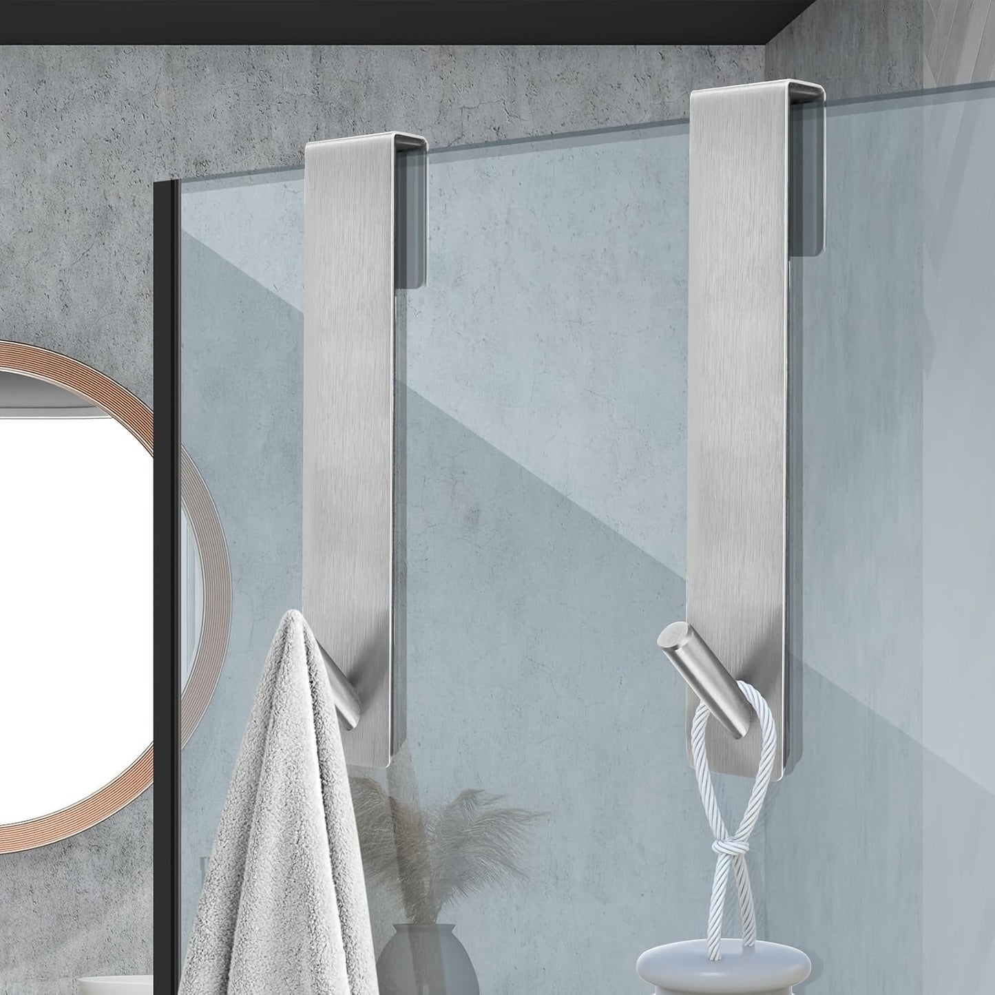 Hooks with Modern Steel Glass Door Set for Stylish, Silent and Practical