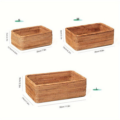 Storage Basket with Handwoven Rattan Design for Table and Bathroom