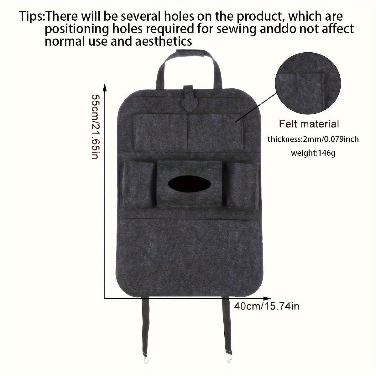 Organiser with Car Seat Storage Pockets and Tablet Holder for Back Seat