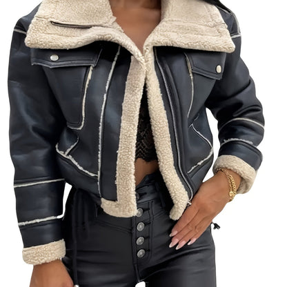 Ladies' Bomber Jacket with Zip for Warm and Casual for Autumn and Winter
