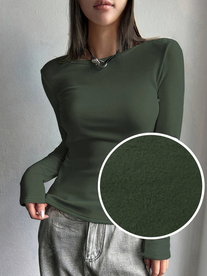 Ladies Thermal Long Sleeve Top for Autumn and Winter for Comfortable and Warm Basic Item