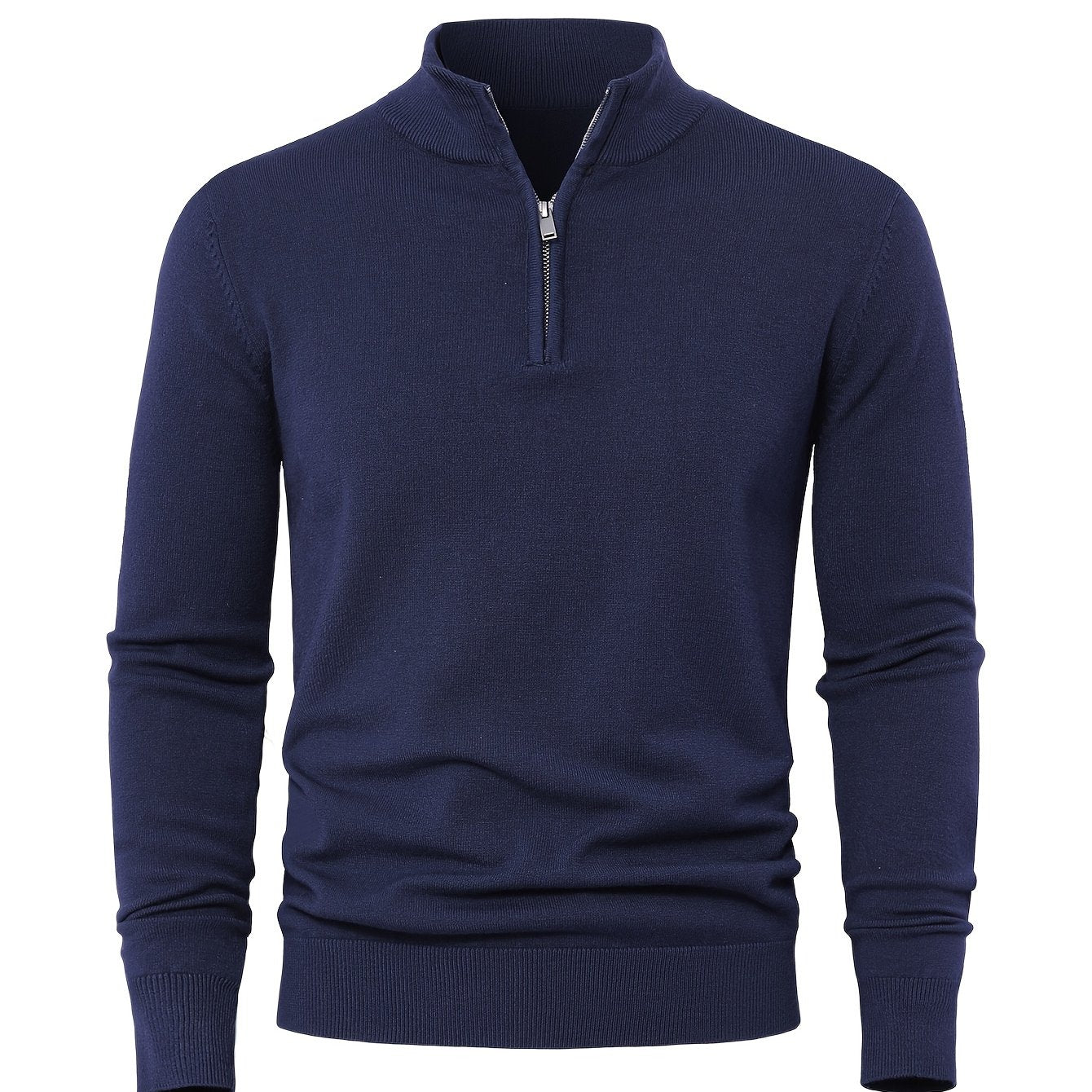 Men's Knitted Jumper with Half Zip with Warm High-Neck Style for Autumn and Winter