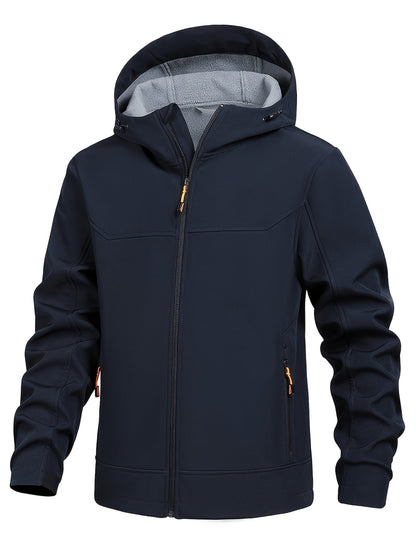 Men's Outdoor Softshell Jacket with Hood for Quick-Drying and Windproof