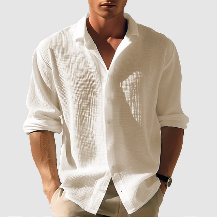 Light with Men's Long Sleeve Shirt Made from and Breathable Material