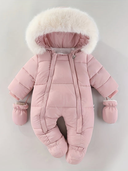 Frosty Baby Romper for Luxe Winter Jumpsuit with Hood for the Colder Months
