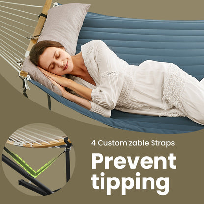 Stand Padded Hammock with for Comfortable Bamboo Spreader and Cushion