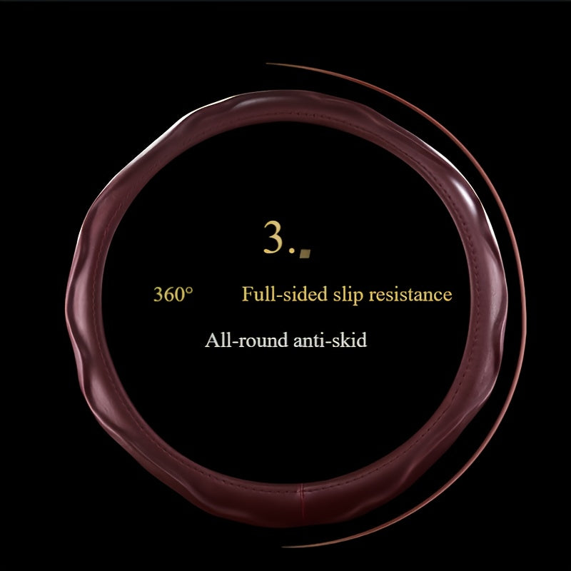 Cover with PU Leather Steering Wheel Non-Slip Grip for Comfort and Protection