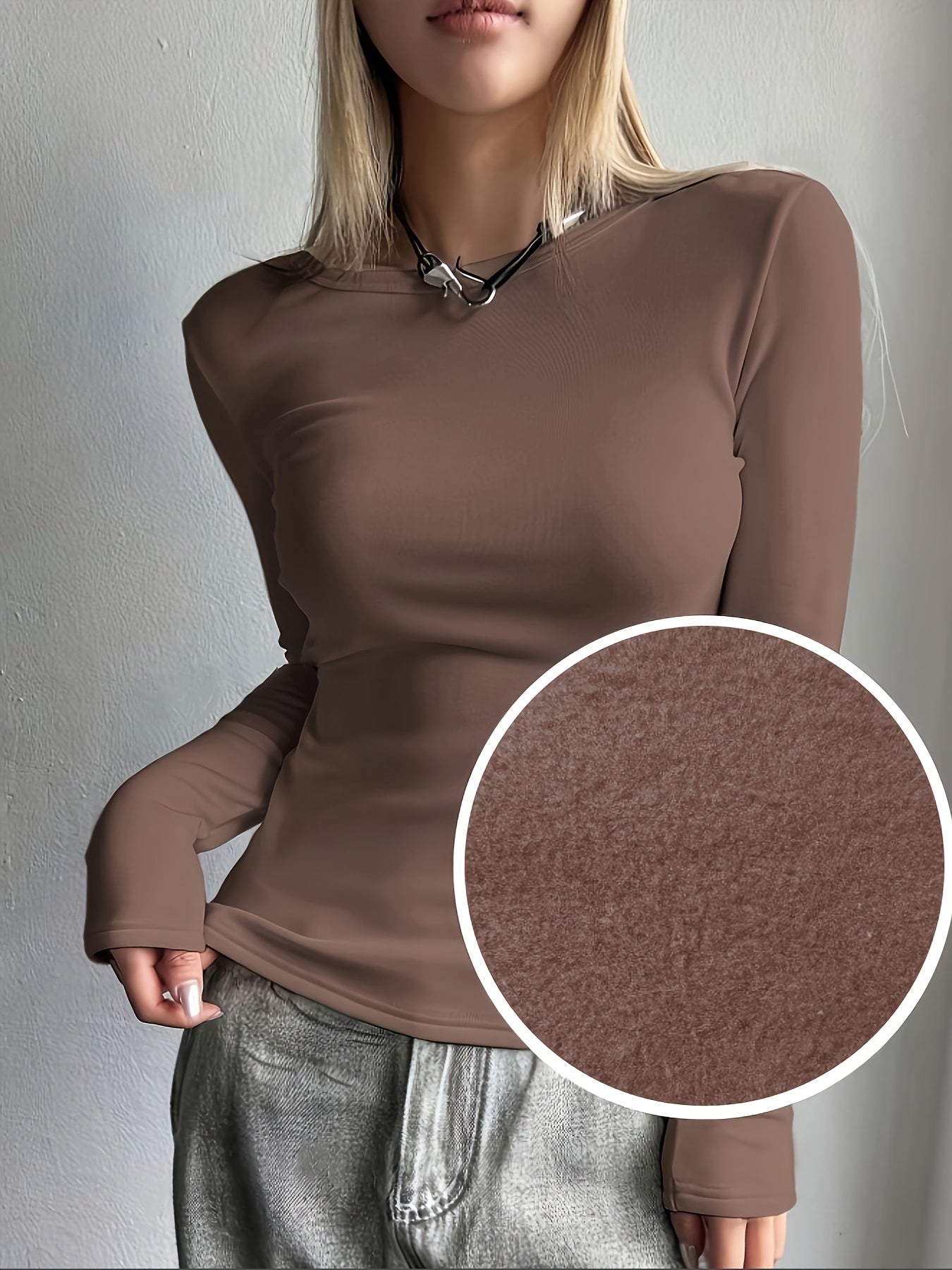Ladies Thermal Long Sleeve Top for Autumn and Winter for Comfortable and Warm Basic Item