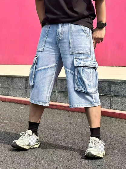 Casual Men's Denim Cargo Shorts for Robust and Practical for Daily Use