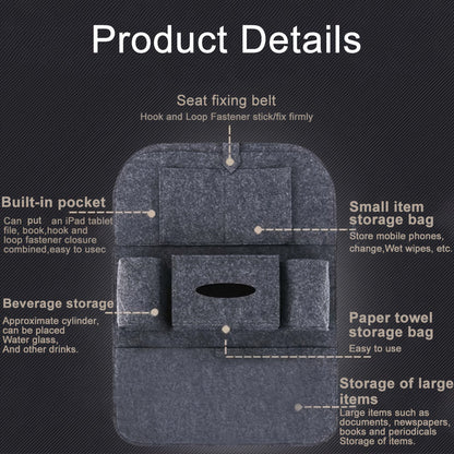 Organiser with Car Seat Storage Pockets and Tablet Holder for Back Seat