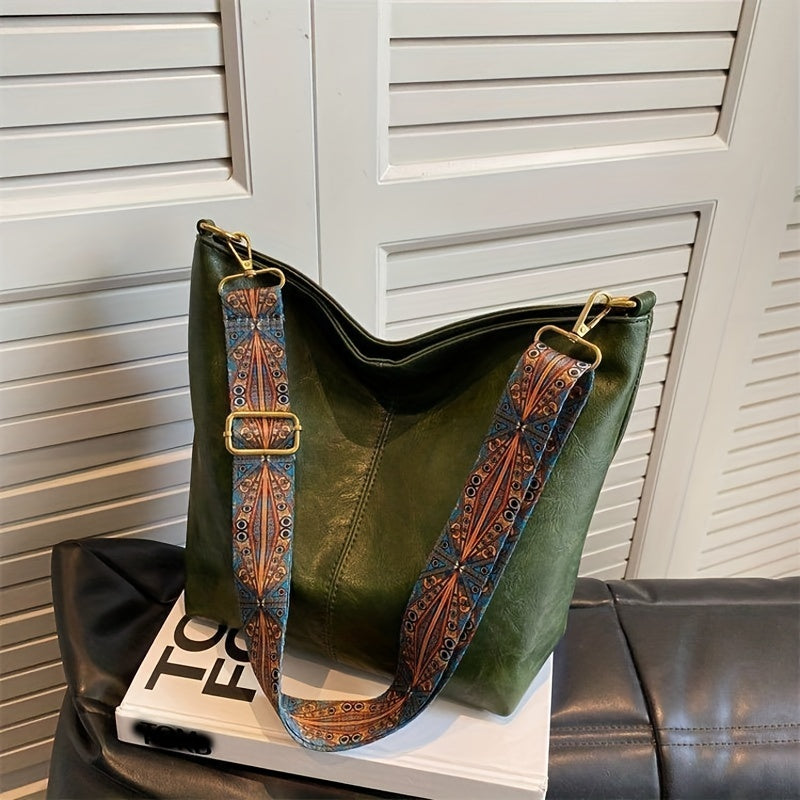 Bag Wide Geometric for Large Capacity Crossbody with Retro Vibe