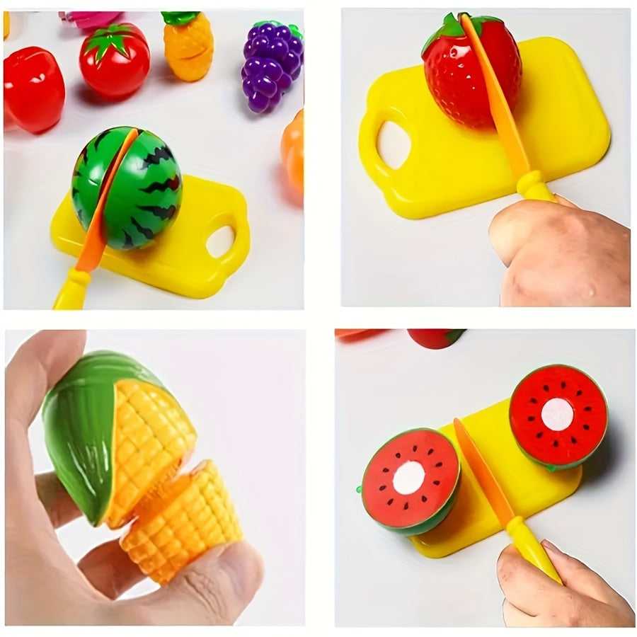 Set with Educational Cutting Food, Fruit, and Vegetables for Perfect