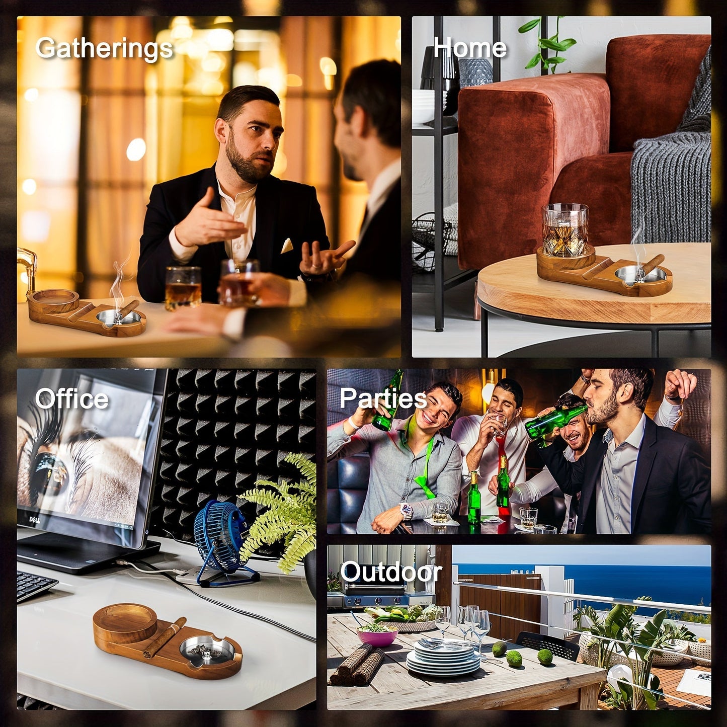 Whiskey Glass with Creative Cigar Ashtray and Tray