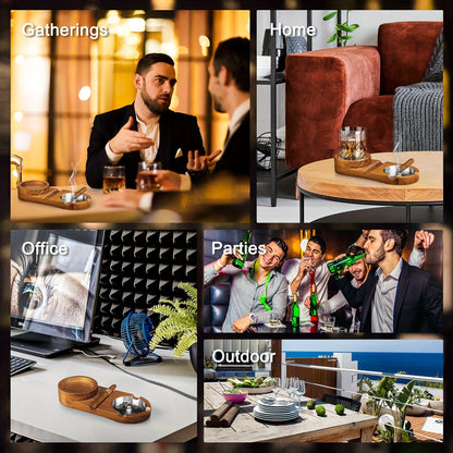 Whiskey Glass with Creative Cigar Ashtray and Tray