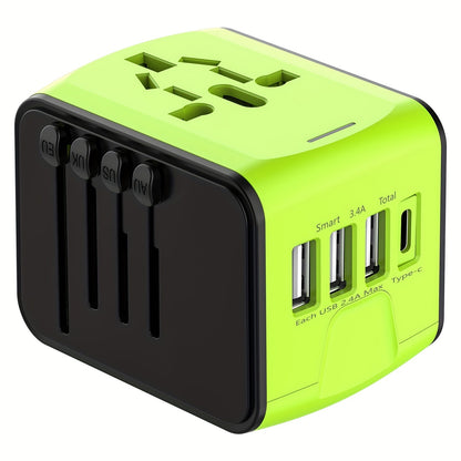 Travel Adapter with 4 USB Ports and Type-C for Global Charger