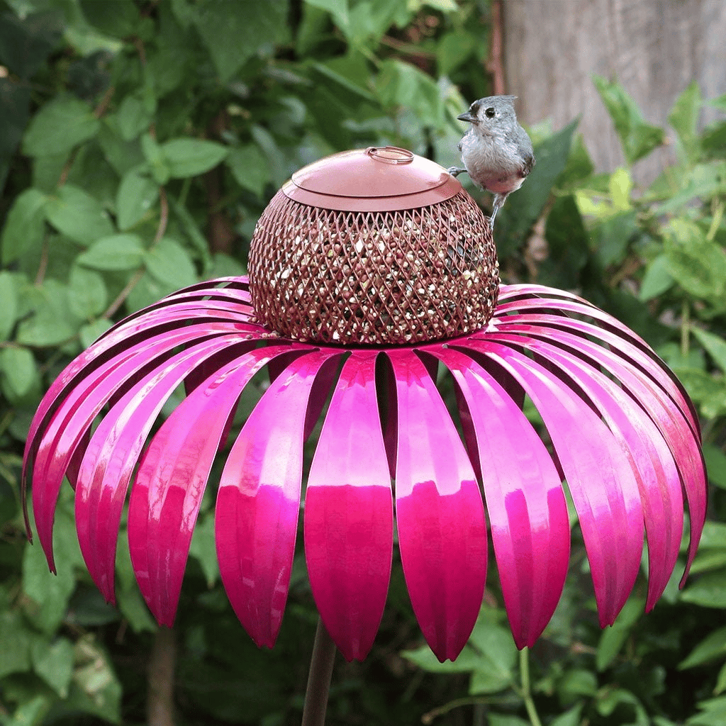 Decorative Bird Feeder House for Garden with Metal Flower Design and Durable