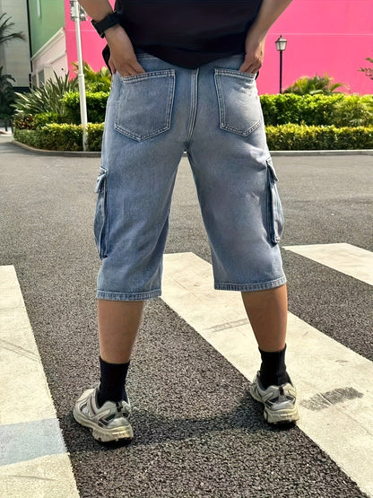Casual Men's Denim Cargo Shorts for Robust and Practical for Daily Use