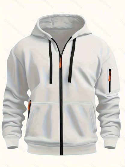 Men's Zip-Up Hoodie with Hood for Casual Outdoor Sweatshirt