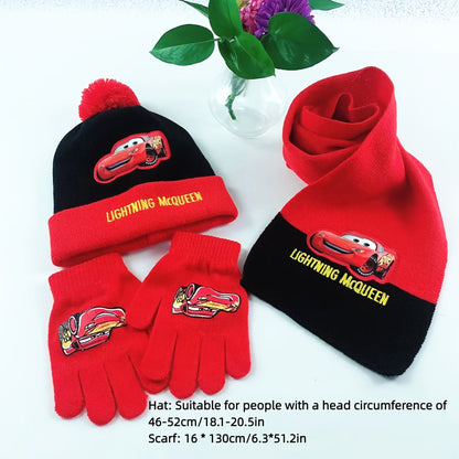 Set with Winter Design for Kids for Beanie, Gloves, and Scarf Set with Cartoon Characters