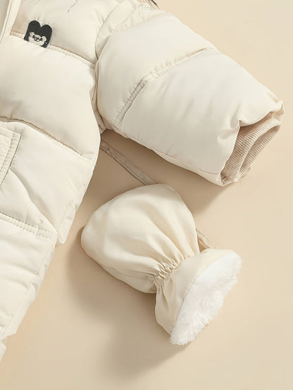 Snowy Baby Romper for Warm Winter Onesie with Hood for Outdoors