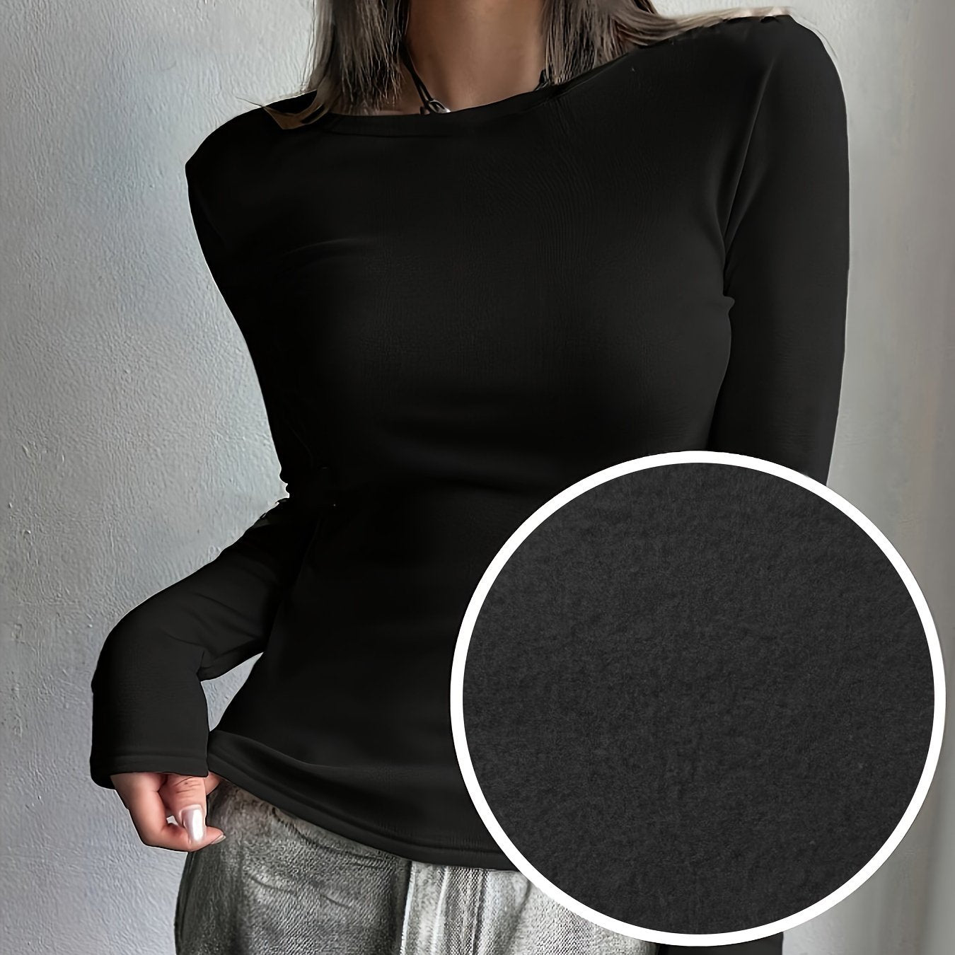 Ladies Thermal Long Sleeve Top for Autumn and Winter for Comfortable and Warm Basic Item