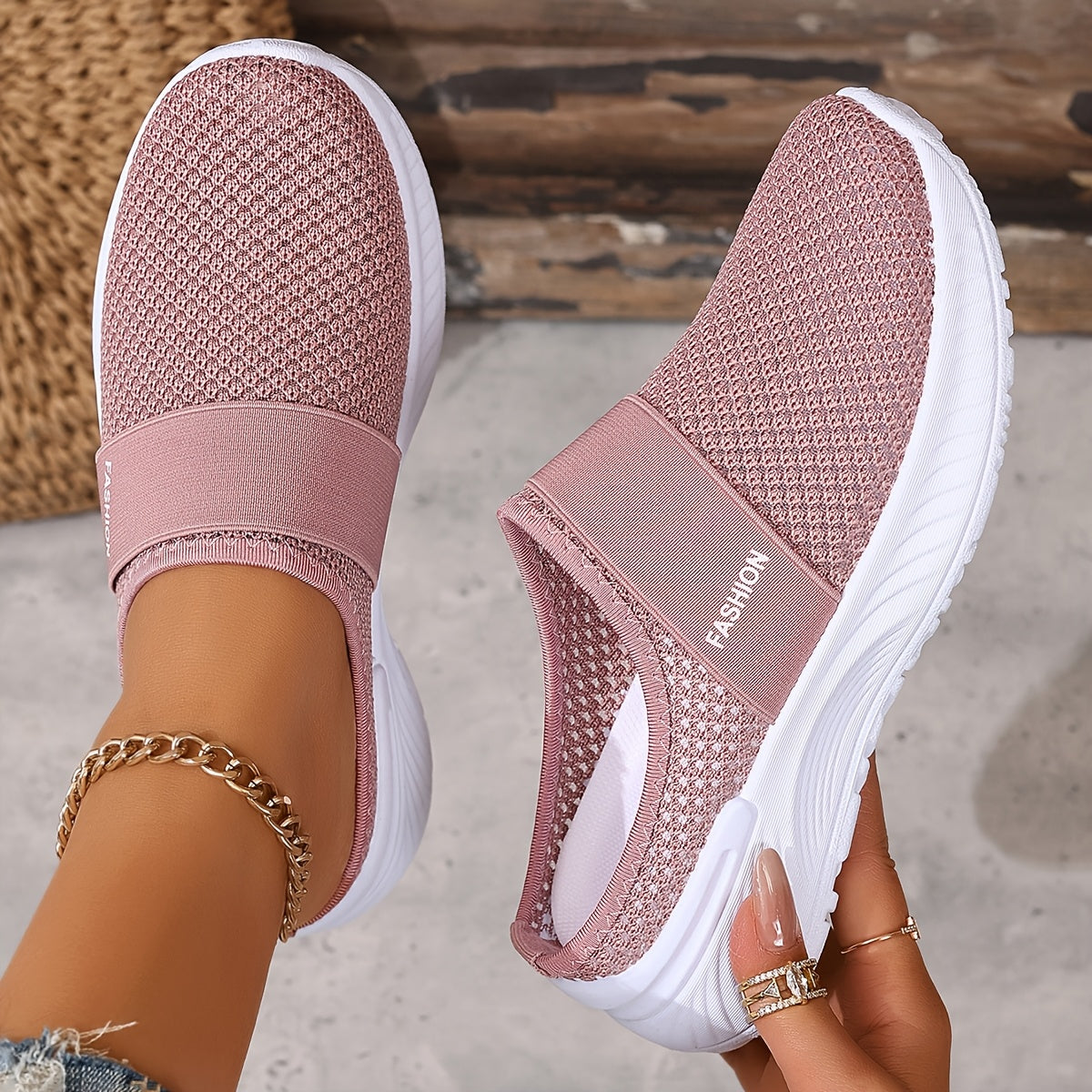 Sneakers with Slip-on Summer Design for Women with Breathable Mesh