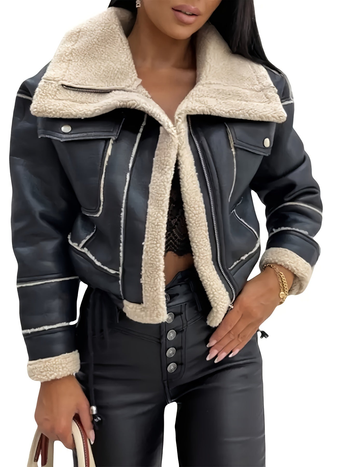 Ladies' Bomber Jacket with Zip for Warm and Casual for Autumn and Winter