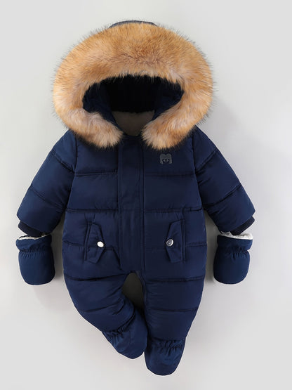 Snowy Baby Romper for Warm Winter Onesie with Hood for Outdoors