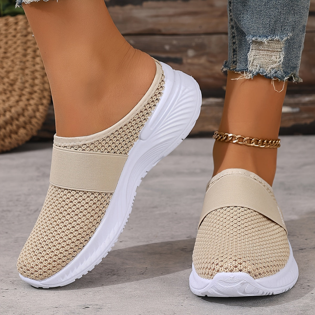 Sneakers with Slip-on Summer Design for Women with Breathable Mesh