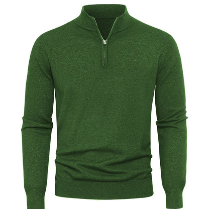 Men's Knitted Jumper with Half Zip with Warm High-Neck Style for Autumn and Winter