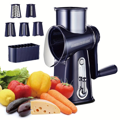 Multifunctional Rotating Kitchen Grater for 5-in-1 Cheese Grater and Vegetable Slicer