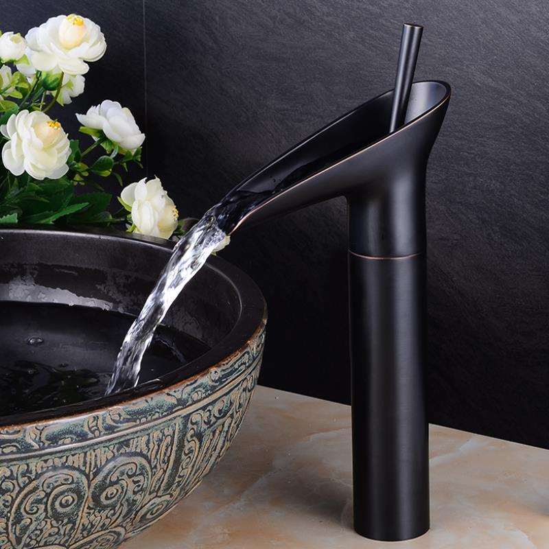 Waterfall Basin Mixer Tap in Brass with Elegant Design for Bathroom