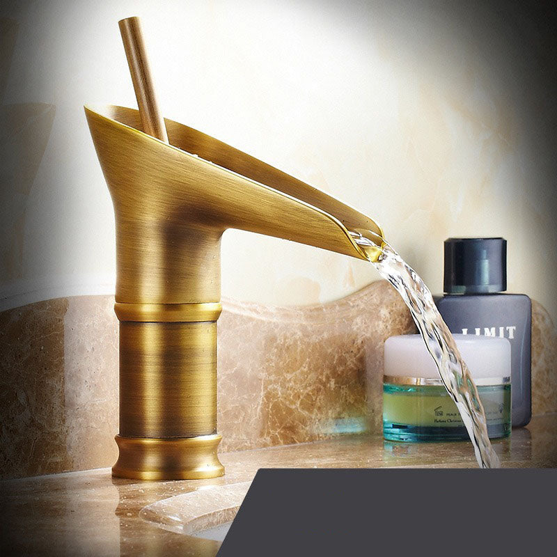 Waterfall Basin Mixer Tap in Brass with Elegant Design for Bathroom