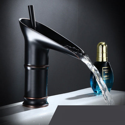Waterfall Basin Mixer Tap in Brass with Elegant Design for Bathroom
