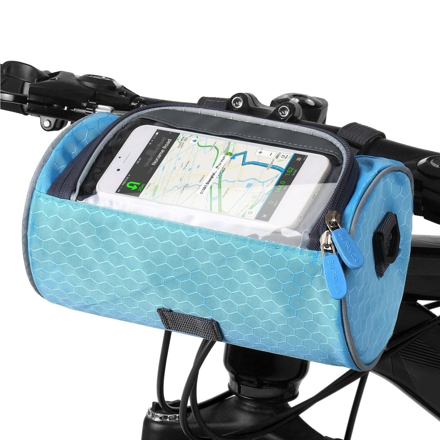Holder with Practical Bicycle Handlebar Bag with Smartphone and Water-Resistant Material